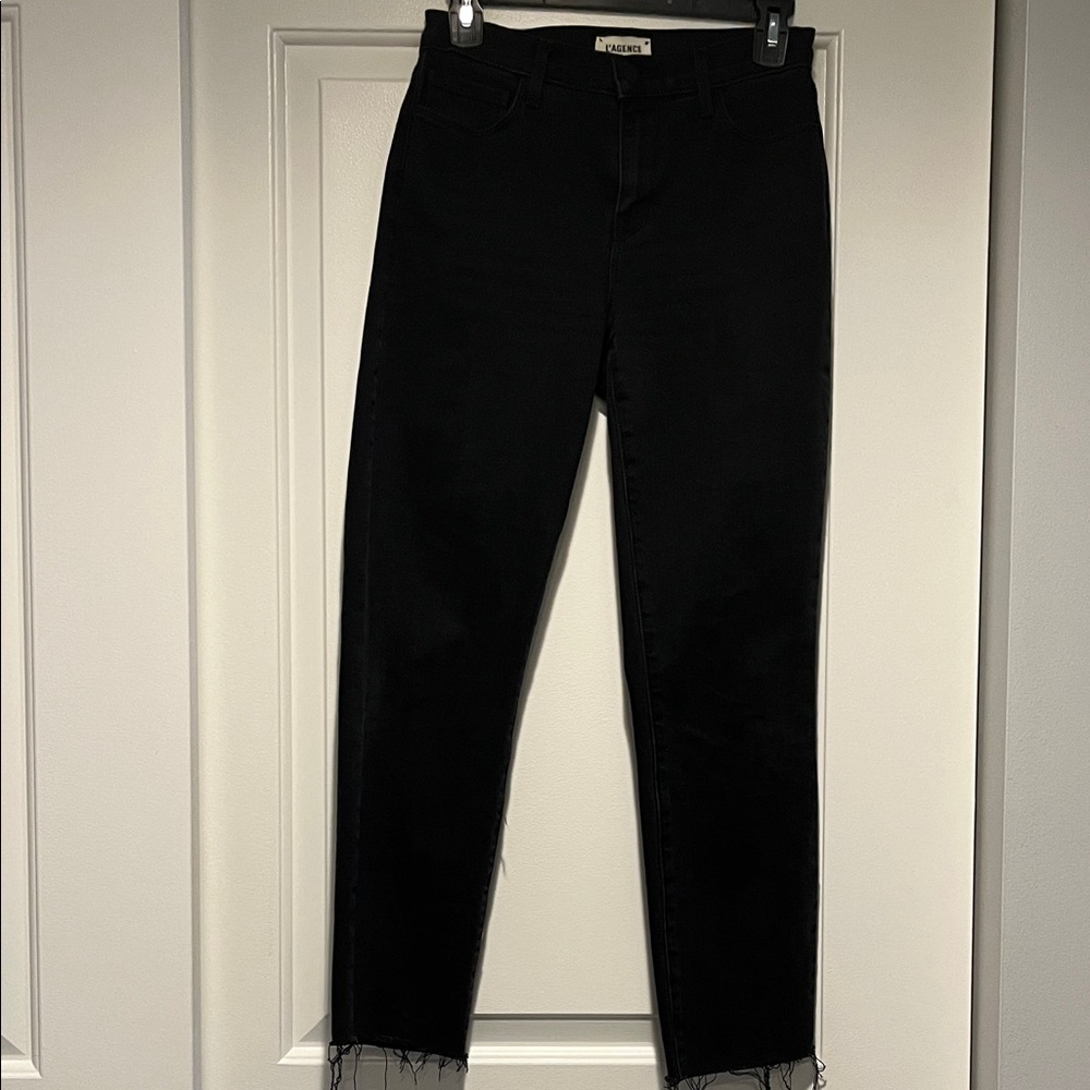 L’AGENCE. Charcoal straight leg jeans with raw hem. Size 25. Great condition